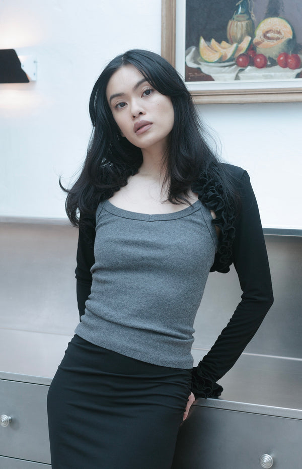 RUFFLE BOLERO BLACK