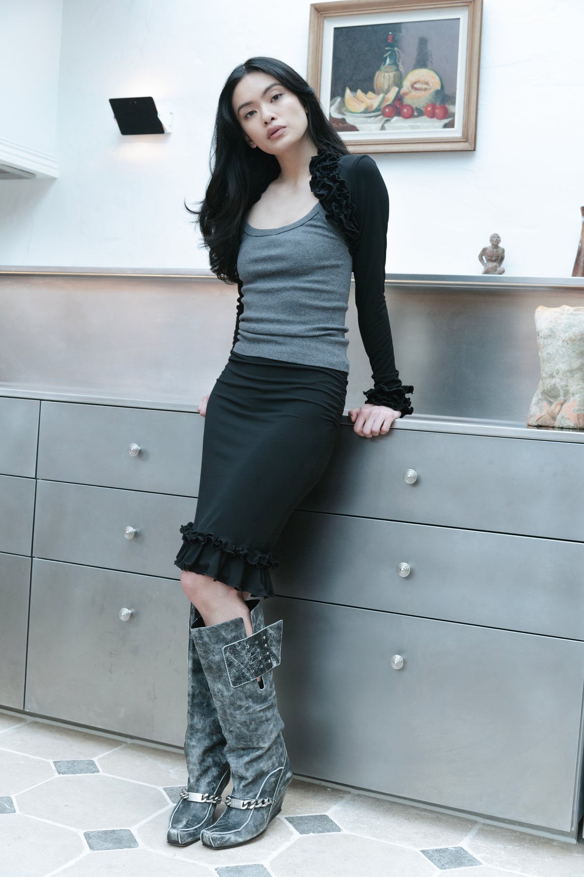 RUFFLE BOLERO BLACK