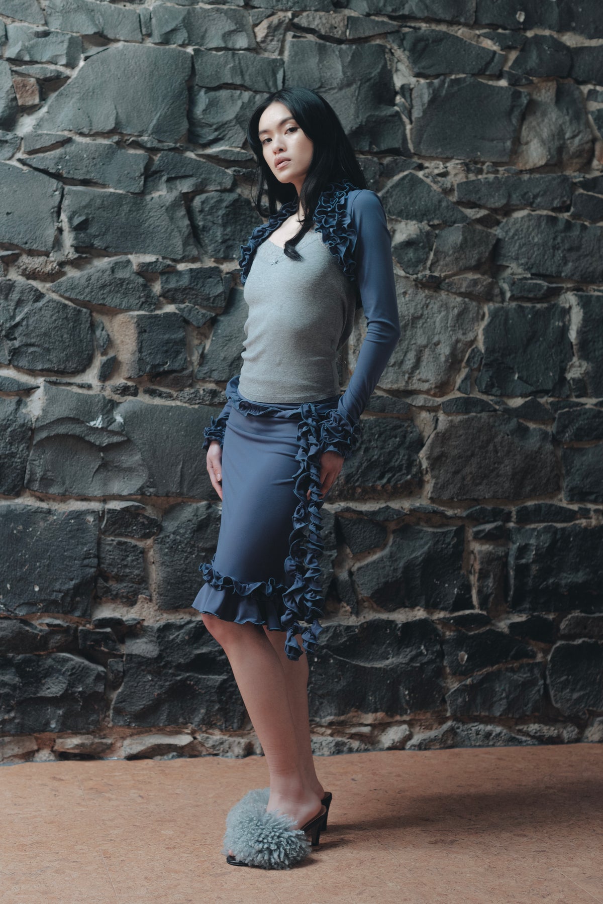 RUFFLE SKIRT FRENCH BLUE