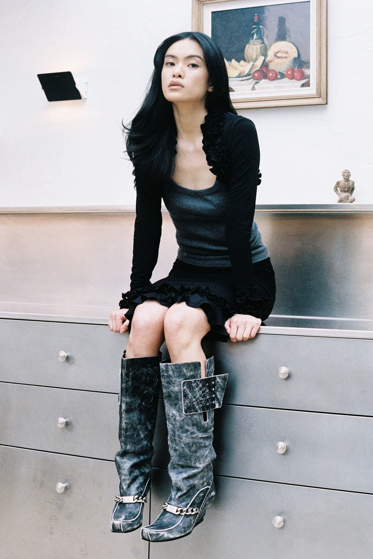 RUFFLE BOLERO BLACK