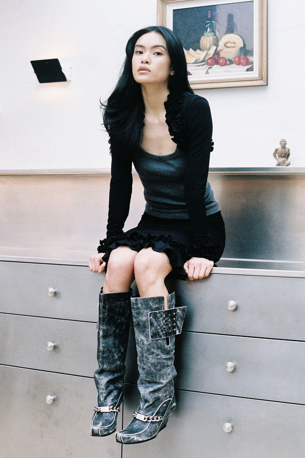 RUFFLE BOLERO BLACK