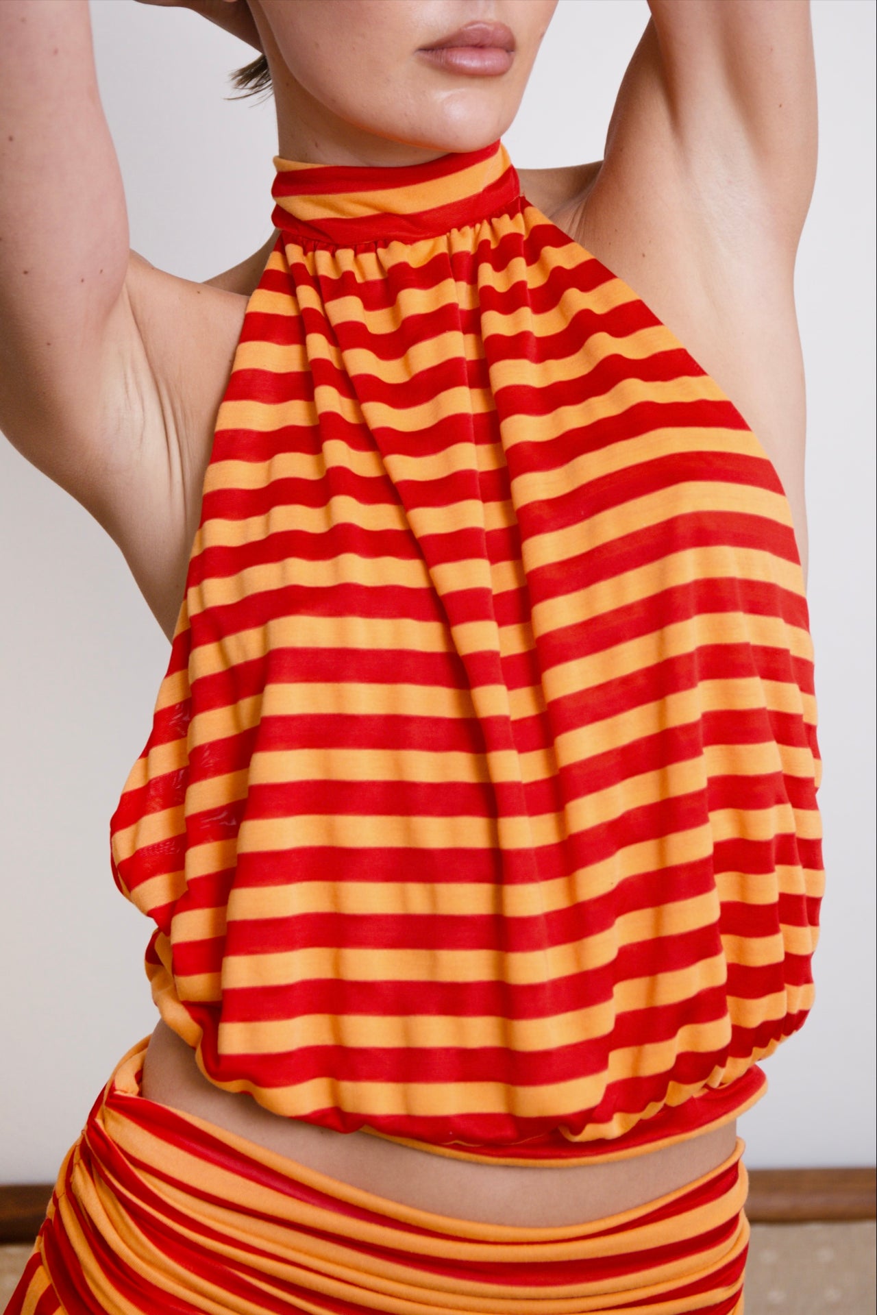 ORANGE/RED STRIPE HALTER
