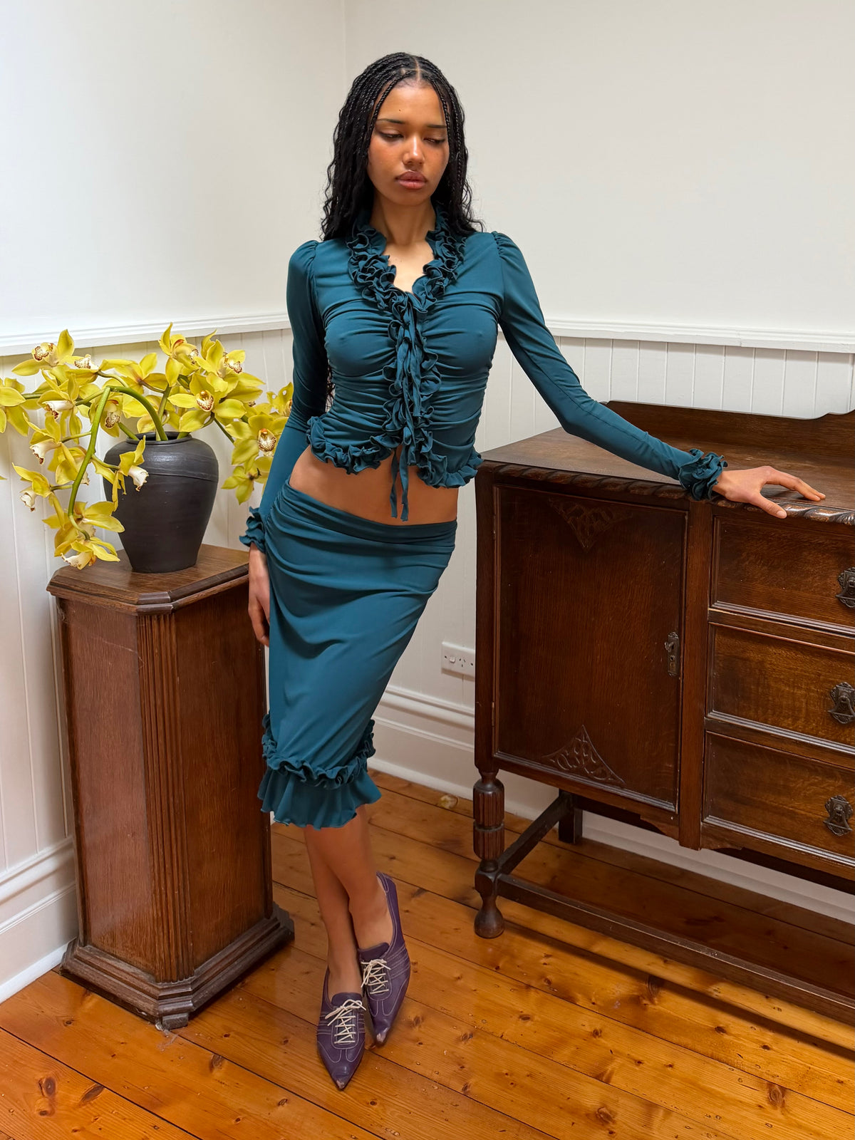 RUFFLE SKIRT JADE