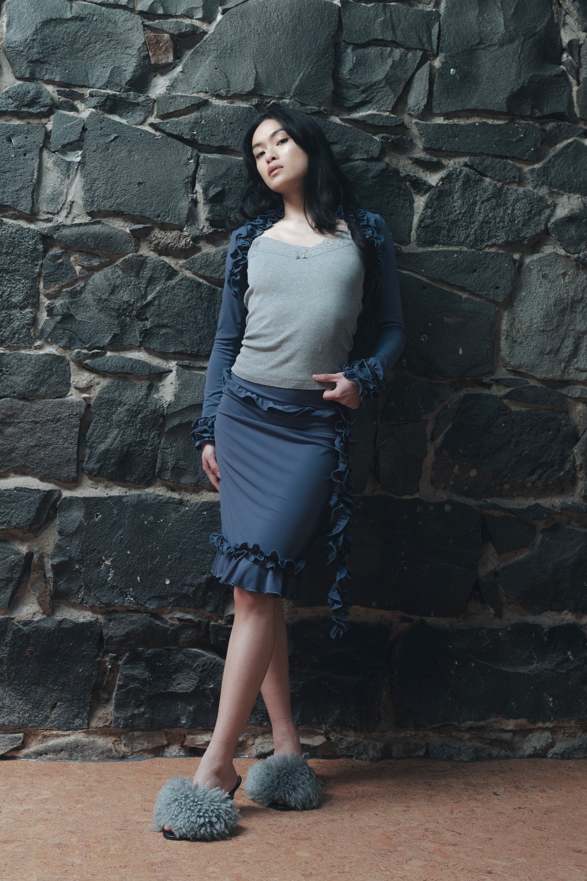 RUFFLE SKIRT FRENCH BLUE