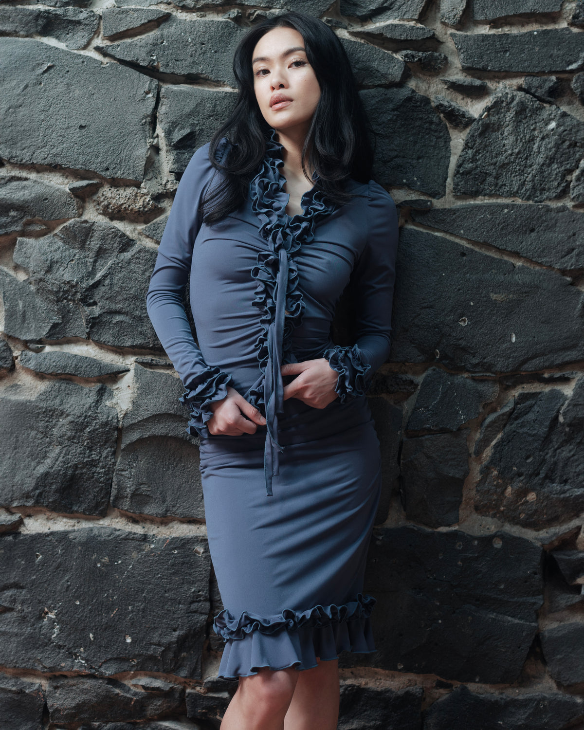 RUFFLE TOP FRENCH BLUE