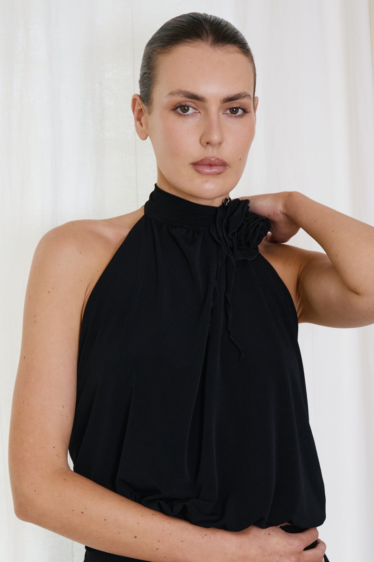 HALTER MINI DRESS BLACK