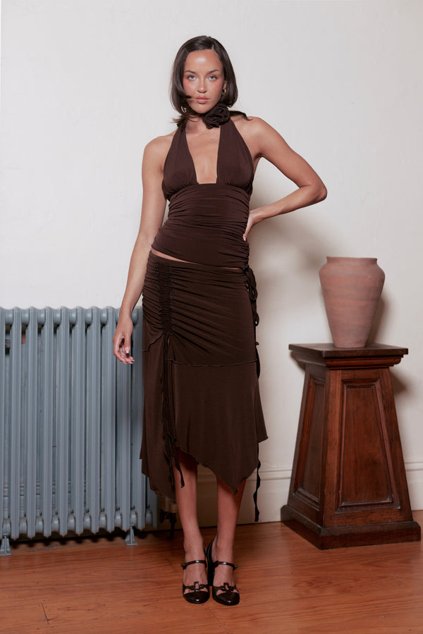 SPLIT SKIRT BROWN
