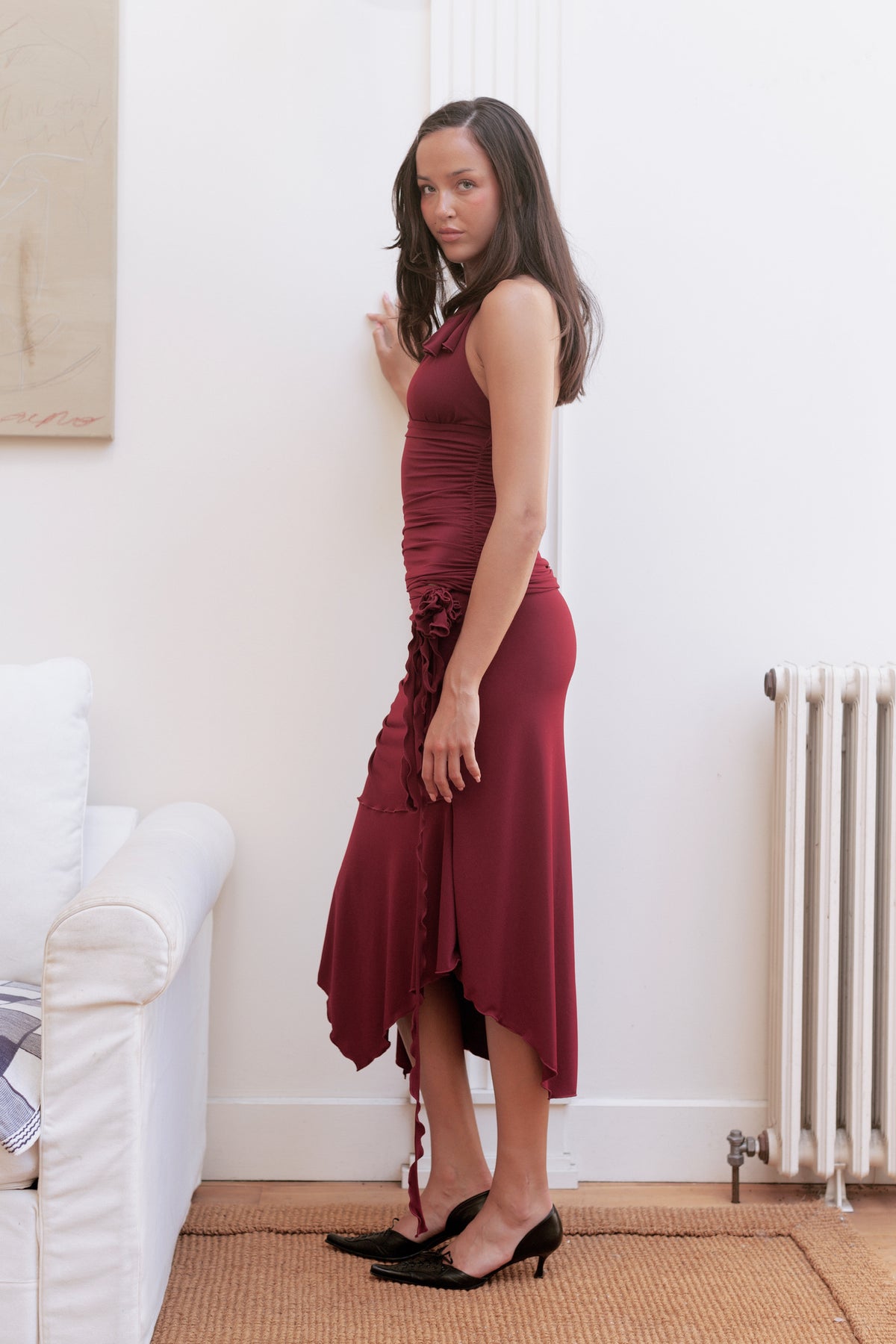 SPLIT SKIRT CHERRY RED